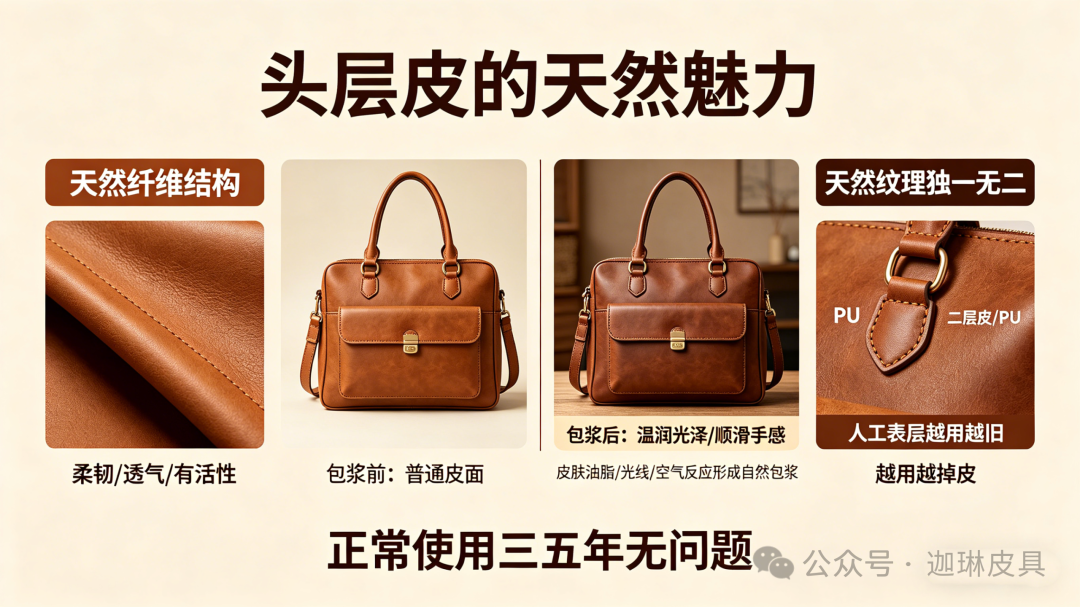 Why does first-layer leather look better with use? An old factory director explains the characteristics of leather materials插图1