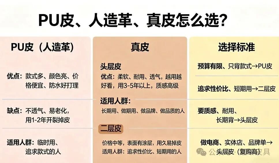 How to choose between PU leather, artificial leather, and real leather?插图1